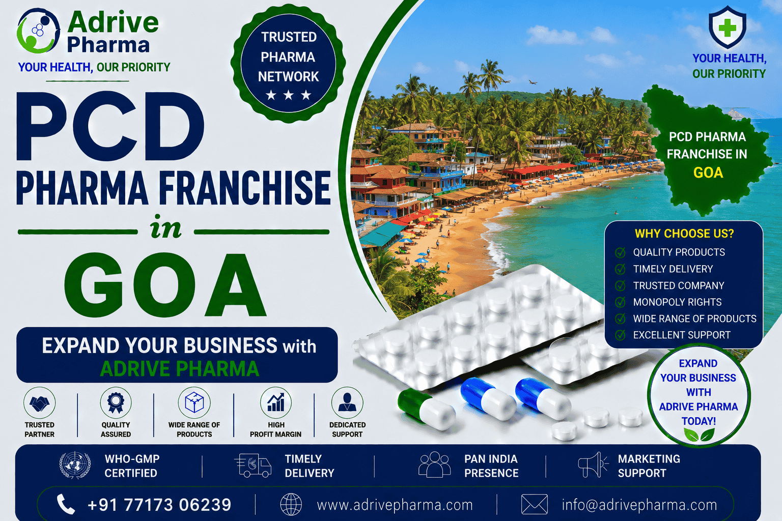 PCD Pharma Franchise in Goa – Expand Your Business with Adrive Pharma