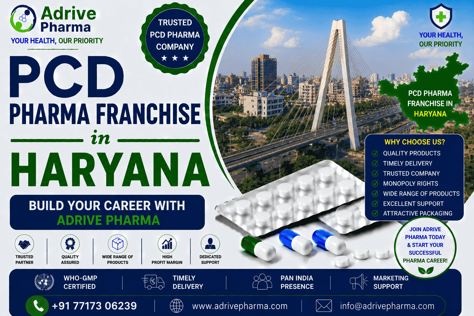 PCD Pharma Franchise in Haryana – Build Your Career with Adrive Pharma