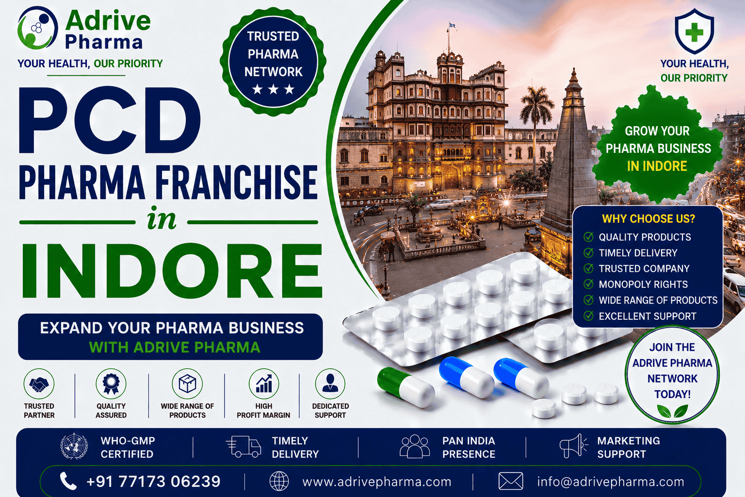 PCD Pharma Franchise in Indore – Expand with Adrive Pharma
