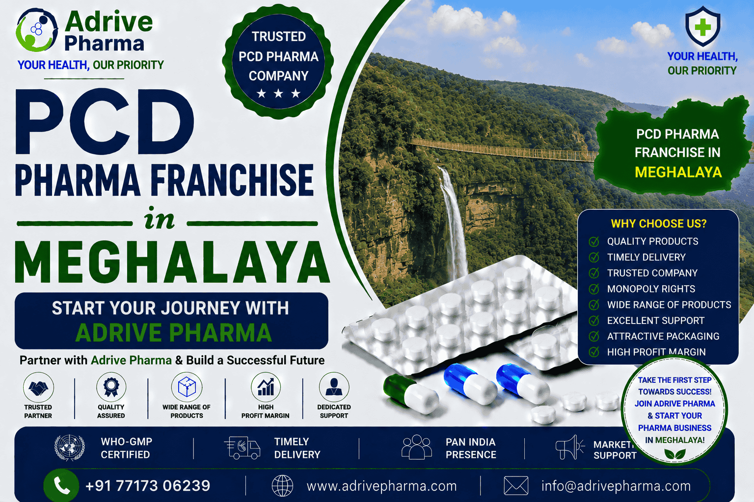 PCD Pharma Franchise in Meghalaya – Start Your Journey with Adrive Pharma